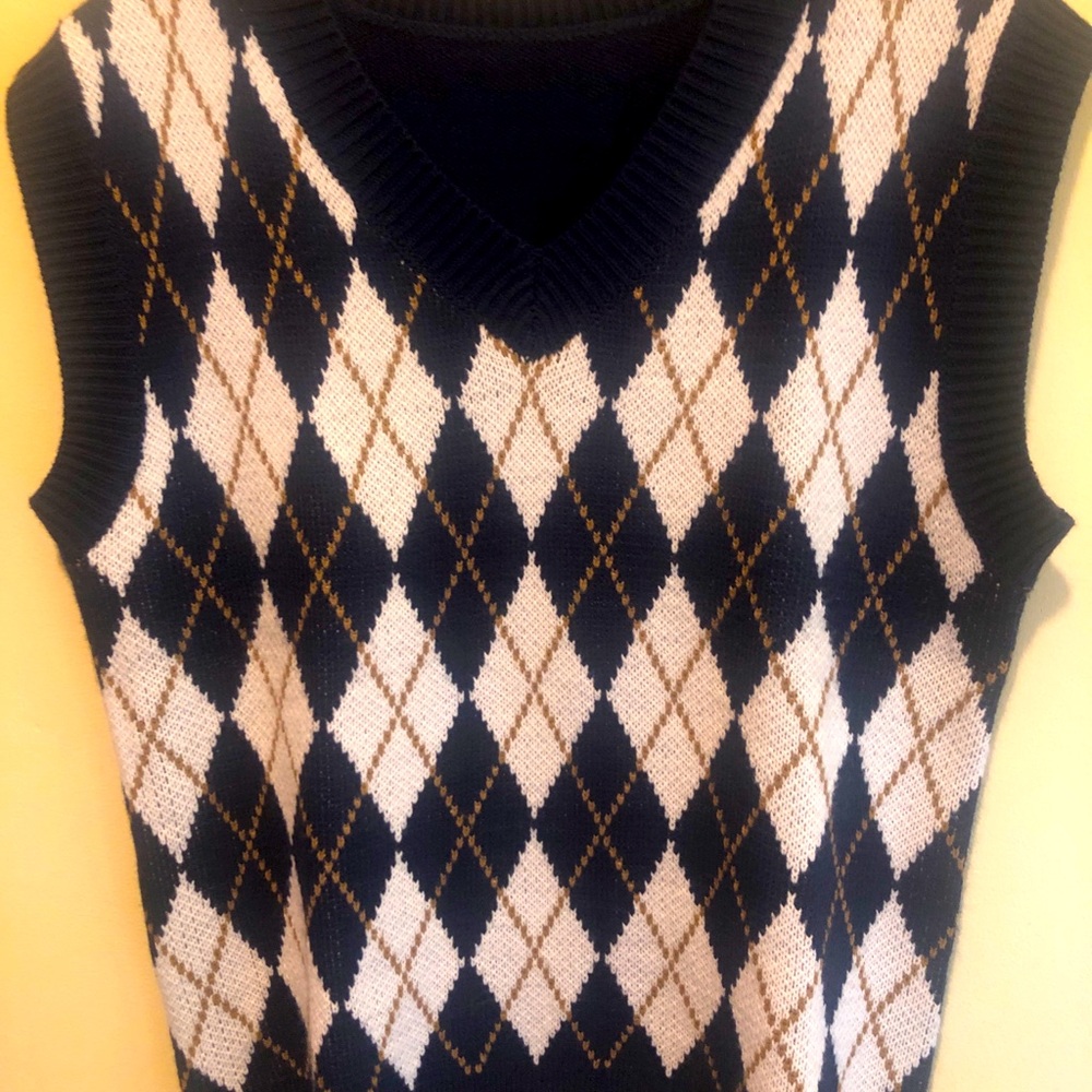 Women’s Argyle Sweater Vest - Navy and White